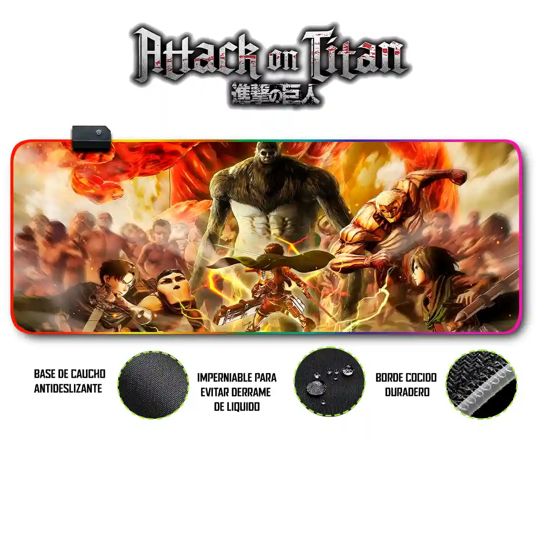 Mousepad Gamer Ataque de los Titanes RGB/sin RGB Antideslizante 06