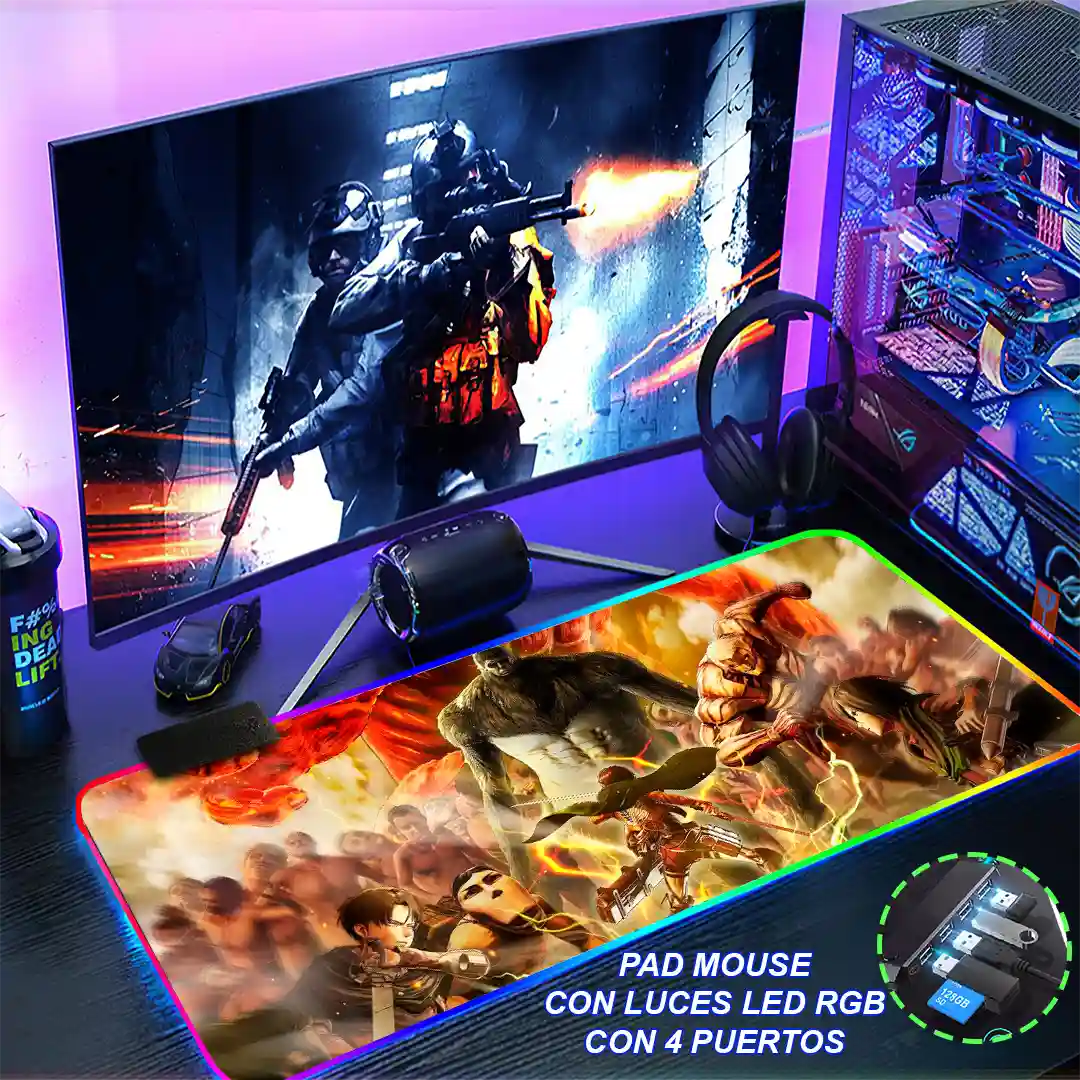 Mousepad Gamer Ataque de los Titanes RGB/sin RGB Antideslizante 06 - Imagen 4
