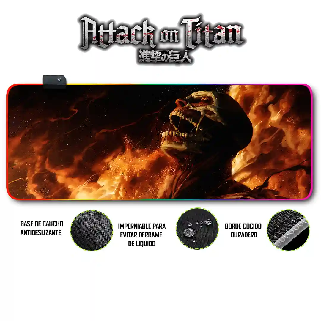Mousepad Gamer Ataque de los Titanes RGB/sin RGB Antideslizante 07