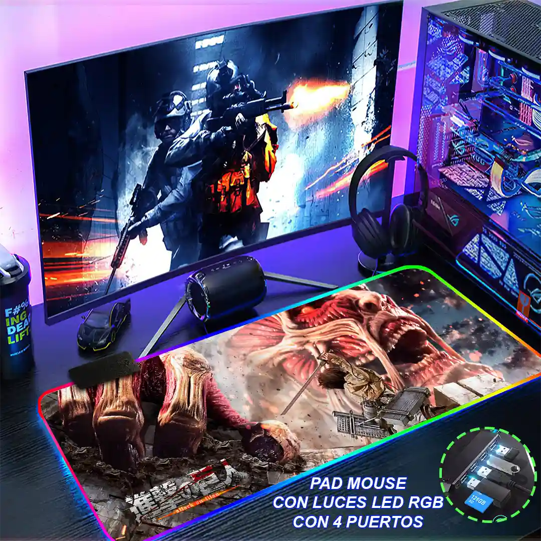 Mousepad Gamer Ataque de los Titanes RGB/sin RGB Antideslizante 08 - Imagen 4