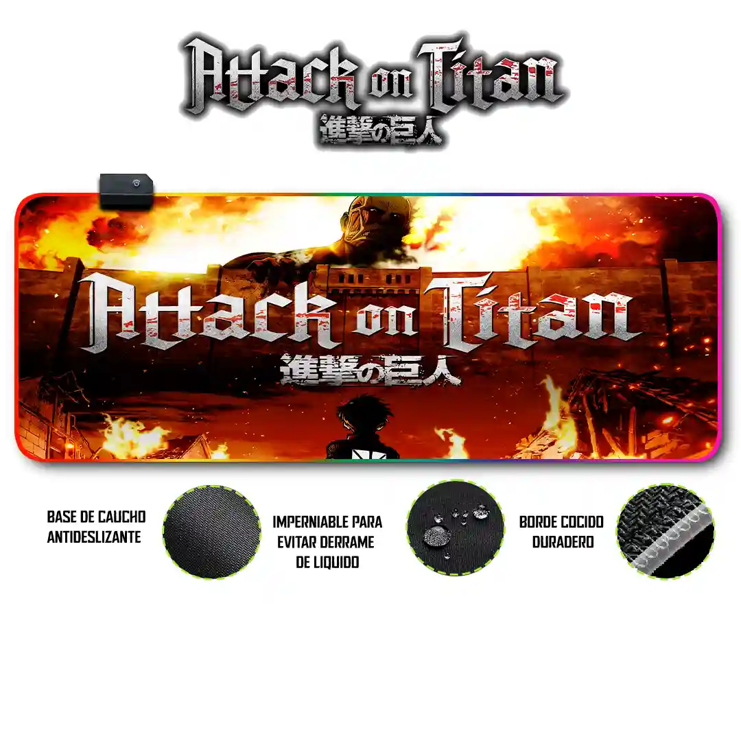 Mousepad Gamer Ataque de los Titanes RGB/sin RGB Antideslizante 09
