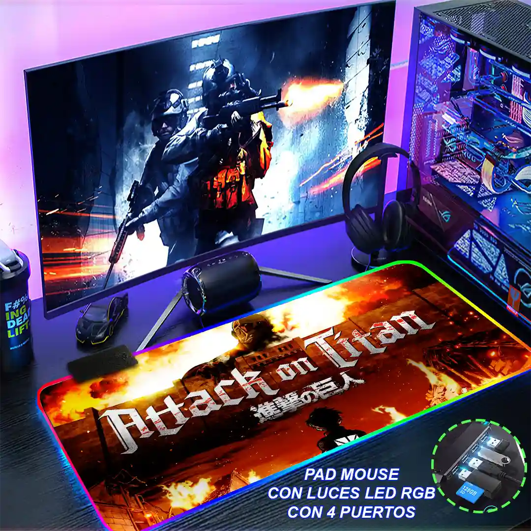 Mousepad Gamer Ataque de los Titanes RGB/sin RGB Antideslizante 09 - Imagen 4